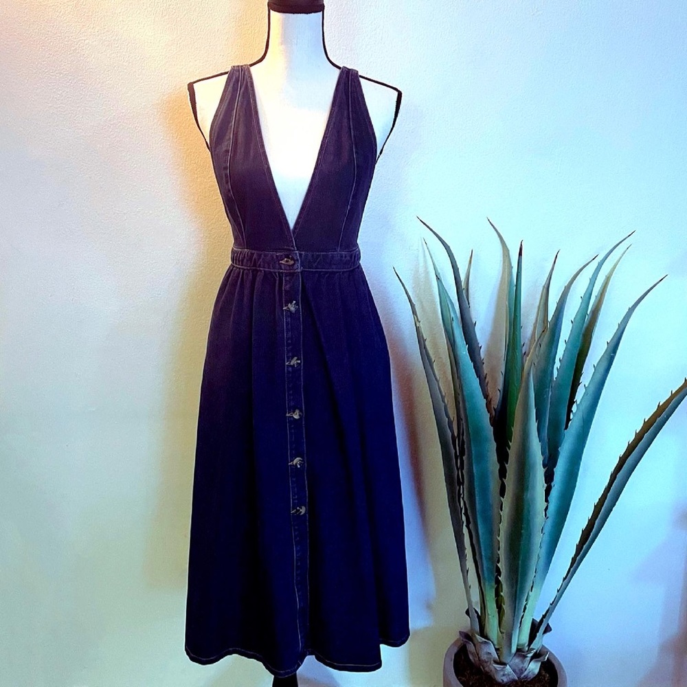 Urban Outfitters Denim “Danny” Plunging Midi Dress